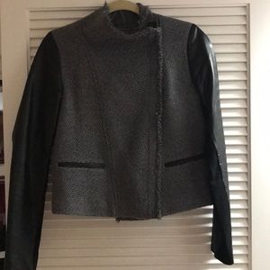 Gray wool and leather bomber jacket!